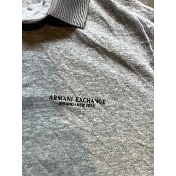 Armani Exchange Polo Shirt Mens Large Gray Short Sleeve‎ Jersey Cotton - Picture 2 of 4